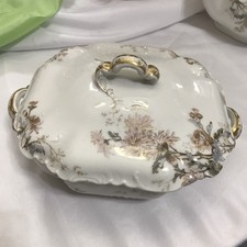 Haviland Limoges Porcelain Floral Soup Tureen w/ Lid Handles Octagonal 2 Cup picture