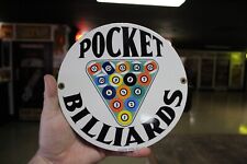 RARE POOL HALL POCKET BILLIARDS DEALER PORCELAIN METAL SIGN 8 BALL BAR BRUNSWICK picture