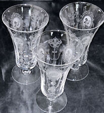 Set of 3 Heisey Minuet Footed Iced Tea Glass 12 Oz Etch #503 Stem #510 6 7/8” picture