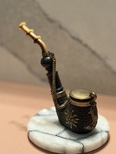Vintage BBK Swiss made Hinged Lid Deer Figural Hunting Tobacco Pipe - Very Nice picture