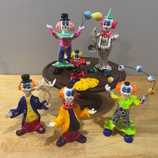 Vtg Hand Painted Paper Mache Clown Figurine Set 6 Circuscore Kitsch Decor picture