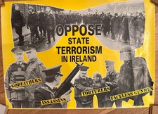 Vintage 1970s Irish Republican Poster OPPOSITE STATE TERRORISM IN IRELAND 40x66cm picture