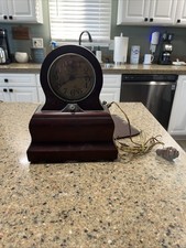 RARE Antique 1910 F.W. Jansen Nitelite Alarm Clock Mahogany Case Pear Switch picture