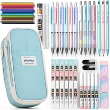 Nicpro 45PCS Mechanical Pencils with 462 Lead Refills (Blue) | 0.5mm-2.0mm Cu... picture