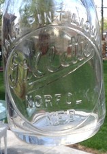 1930's EMBOSSED NORFOLK NEBRASKA GILLETTE DAIRY CO. HALF PINT GLASS MILK  BOTTLE picture