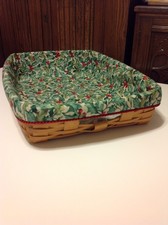 Christmas Hostess Serving Tray Liner from Longaberger American Holly Fabric picture