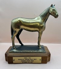 Bronze Horse Statue Trophy Harold R. Dancer Filly Trot Garden Equestrian 1997 picture