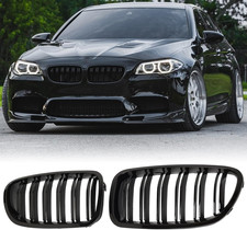 F10 Grille - Front Kidney Grille ABS Double Slats Gloss Black 2Pcs picture