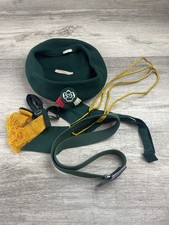 Vintage Girl Scout Uniform Accessories Lot Wool France Beret Hat, Belt, And More picture