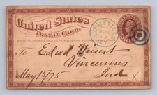 Early Louisville Kentucky Postal Card Cover (Hole) 1875 picture