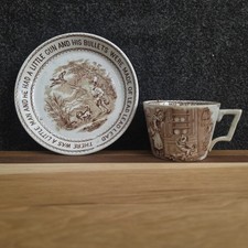 Antique W&C Hanley Nursery Rhyme Plate And Tea Cup. Circa 1800s England picture