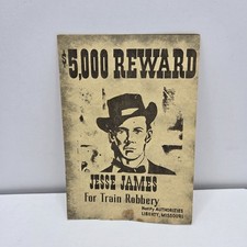 Vintage Jesse James $5,000 Reward Postcard | Old West Outlaw Train Robbery Repro picture