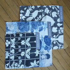 New SCHUMACHER Fabric Samples 100% Linen Floral Bird Square Lot Of 3  picture