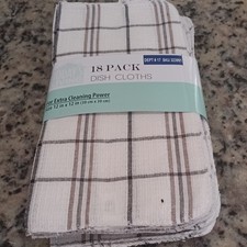 Plaid Waffle Weave Cotton Blend Dish Clothes Set of 18 Dish Rags picture