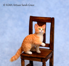 OOAK Dollhouse Miniature 1:12 Cat~Hand-sculpted Realistic Animal by IGMA Artisan picture