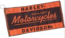 NEW Harley-Davidson Motorcycles Since 1903 HANGING Orange & Black BAR/GOLF TOWEL picture