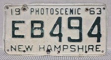 Vintage Original 1963 New Hampshire