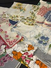 Lot of 12 Vintage Cotton Printed Hankies Handkerchief Pretty Florals picture