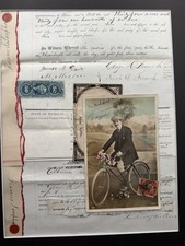 1864 Civil War Michigan Quit Claim Deed Original Revenue Stamp French Postcard picture