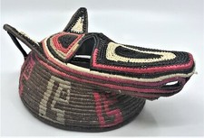 Panama Emebra Wounaan figural Basketry woven Mask Wolf Hat unique unusual  picture