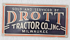 VTG Drott Tractor Co Milwaukee Dealer Equipment Tag Sign Metal Badge Plate 1950 picture
