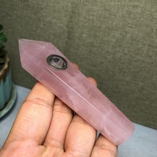 109mm Natural pink rose semi-precious wand Obelisk smoke pipe specimen 82g A4715 picture