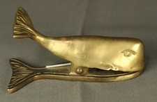 Vintage Solid Brass Sperm Whale Note Holder Paper Clamp 4
