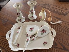 VTG Formalities Baum  Vanity Set Roses  Atomizer Mirror Tray Set Cottagecore picture