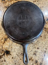 VTG Griswold 9 Cast Iron Skillet Large Block Logo 710 S No Wobble Flat On Glass picture