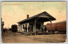 Railroad Station Middleburgh New York Vintage Postcard Damaged CDI-31 picture