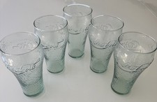 5 Vintage Indiana Glass Coca-Cola Green Wide-Mouth Pebble Glass Tumbler 6” picture