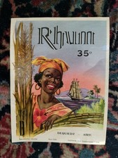 Vintage 1930s Unbranded Rhum 35 Label Rum Black Americana French NOS picture
