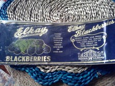 ELKAY Brand, Vintage Blackberries, s, ***AN ORIGINAL 1920’s TIN CAN LABEL*** picture