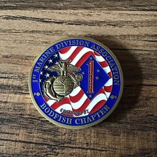 RARE 1st Marine Division Bodfish Chapter Challenge Coin Internationally Famous picture
