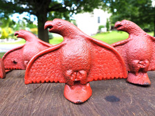 (4) ANTIQUE PA DUTCH ARCHITECTURAL CAST IRON EAGLE SNOW ICE CATCHER ROOF GUARD picture