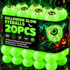 20 Pcs Glow in the Dark Halloween Eyeball Bouncy Balls Luminous Horror Party picture