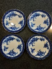 Set of 4 Antique Flow Blue 8¾” TOURAINE Plates Made by Stanley Pottery England  picture