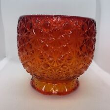 Amberina Rose Bowl Smith Glass Co. Mark Red Daisy & Button Scalloped Foot picture