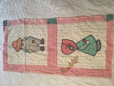 Vtg Sunbonnet Sue Overall Sam Cutter Quilt Piece  16”X 31” 100% Cotton # 4 picture