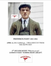 NEW RMS TITANIC FREDERICK FLEET TRIBUTE PIECE, 8.5 X 11 INCHES 1912 COLORIZED RP picture