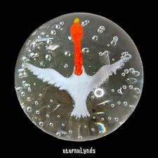 Vintage John Gentile Art Glass Goose in Flight Paperweight Clear Control Bubble picture