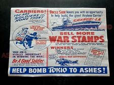 1943 WW2 USA WAR STAMPS BOMB TOKIO TOKYO JAPAN SHIP PLANE PROPAGANDA POSTER 589 picture