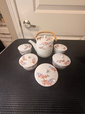 6 Vintage Japanese Red Lacquer Saucers Gold Cherry Blossom Sakura picture