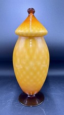 Apothecary Candy Jar Empoli Italy Butterscotch Optic Cased Glass Circus Tent picture