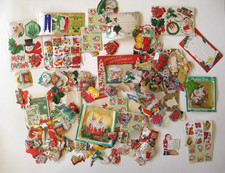 Huge Lot Vtg 1950's Christmas Gummed Seals Greeting Cards Gifts Dennison Foil picture