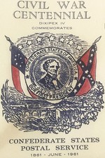 Vintage 1961 Civil War Centennial Jefferson Davis Cachet Envelope Birmingham AL picture
