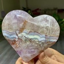 374G Natural Amethyst Agate symbiosis Quartz Crystal heart-shaped Specimen picture