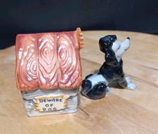 Vintage Japan SALT & PEPPER SHAKERS Snootie Poodle Dog & Doghouse picture