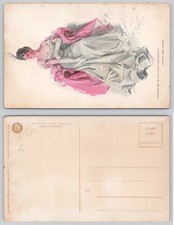 1907 AFTER THE DANCE Edwardian Woman Pink Gown Art Postcard R&N picture