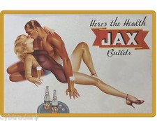 Jax Beer Couple 1940's  Refrigerator / Tool Box  Magnet Man Cave  picture